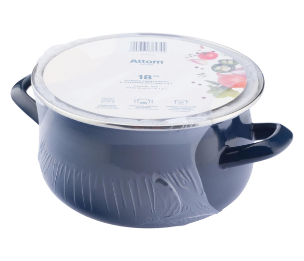 Altom Garnek emaliowany 18 cm 1,9 l pokrywka granat indukcja - 1611112 - zdjęcie 5